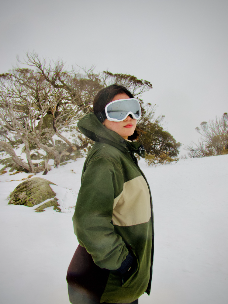 Sonika in profile in the snow